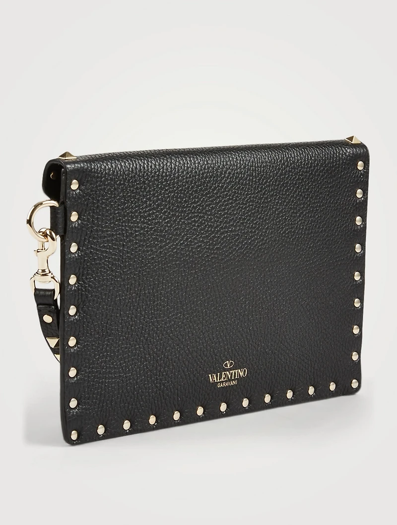 Medium Rockstud Leather Envelope Pouch Bag