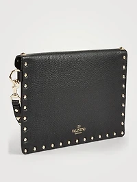 Medium Rockstud Leather Envelope Pouch Bag