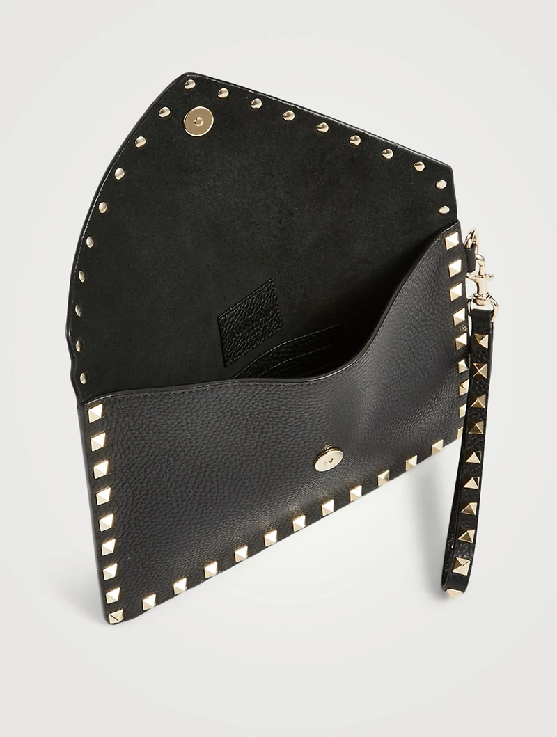 Medium Rockstud Leather Envelope Pouch Bag