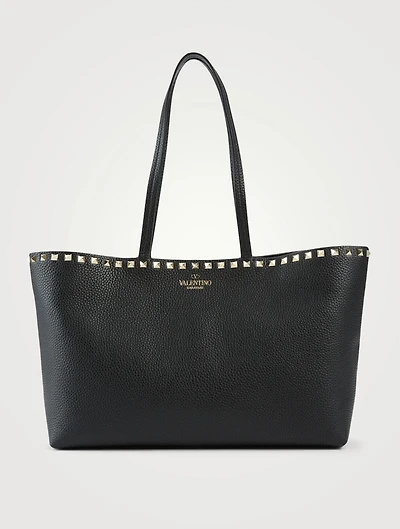 Small Rockstud Leather Tote Bag