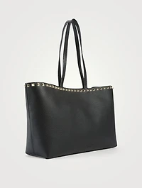 Small Rockstud Leather Tote Bag