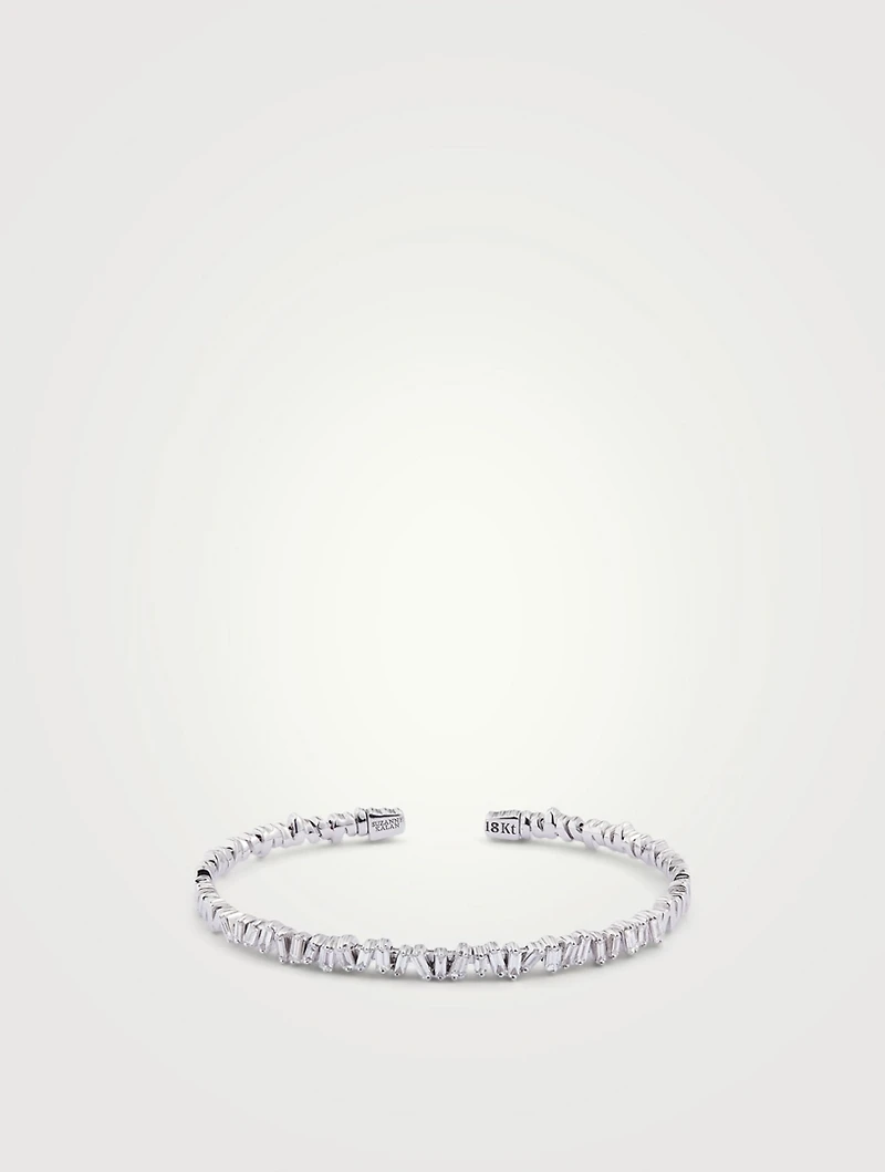 Fireworks 18K Gold Flexible Bangle Cuff Bracelet With Diamonds