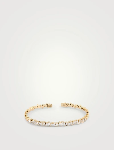 Fireworks 18K Gold Flexible Bangle Cuff Bracelet With Diamonds