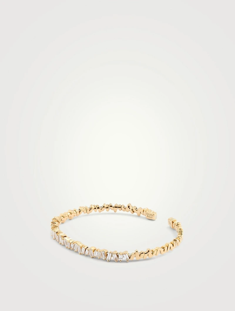 Fireworks 18K Gold Flexible Bangle Cuff Bracelet With Diamonds