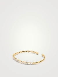 Fireworks 18K Gold Flexible Bangle Cuff Bracelet With Diamonds