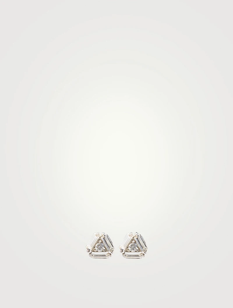 Fireworks 18K Gold Triangle Earrings With Diamonds