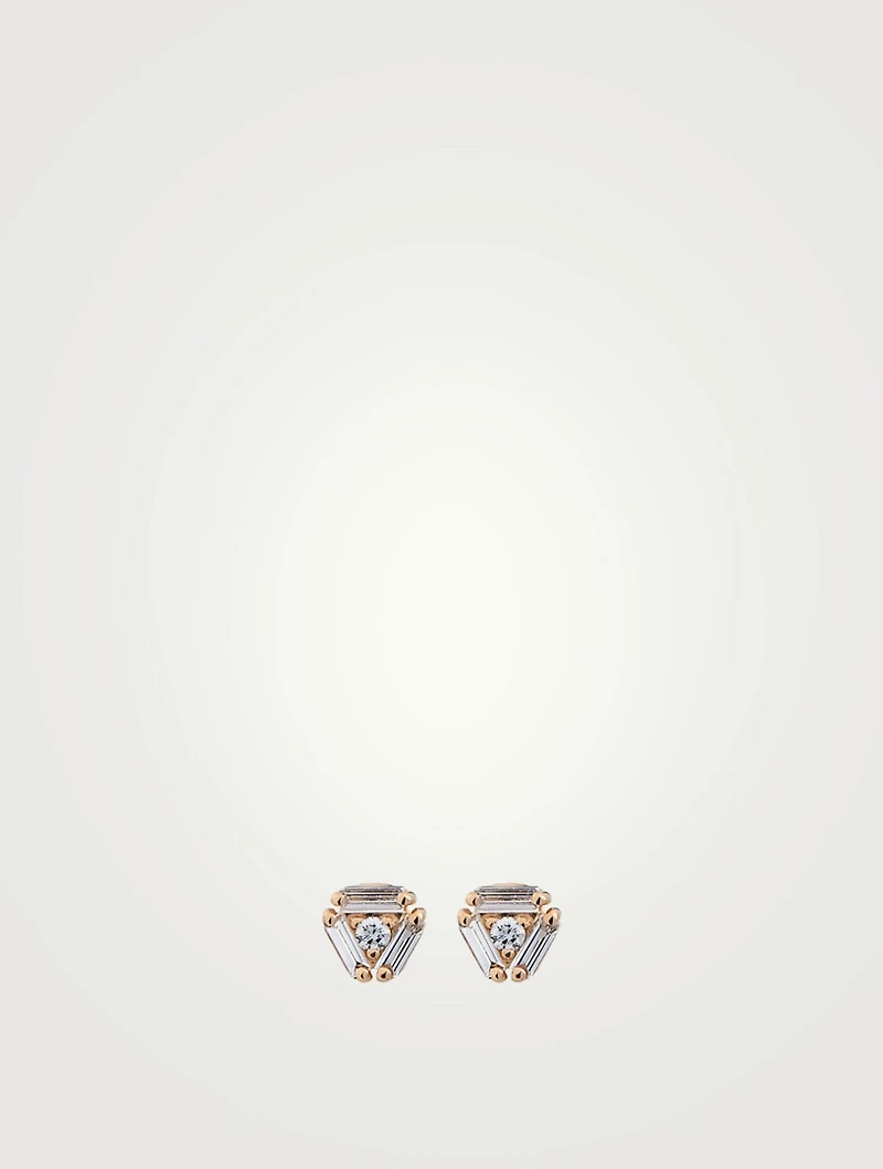 Fireworks 18K Gold Triangle Earrings With Diamonds