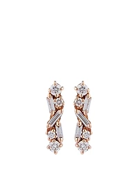 Fireworks 18K Rose Gold Stick Stud Earrings With Diamonds