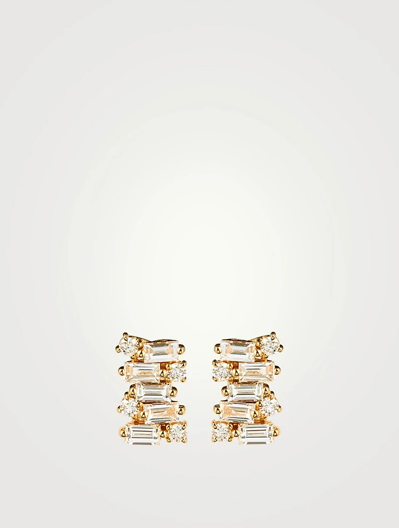 Fireworks 18K Gold Stud Earrings With Diamonds