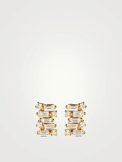 Fireworks 18K Gold Stud Earrings With Diamonds