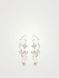 Fireworks 18K White Gold Cluster Earrings With Diamonds