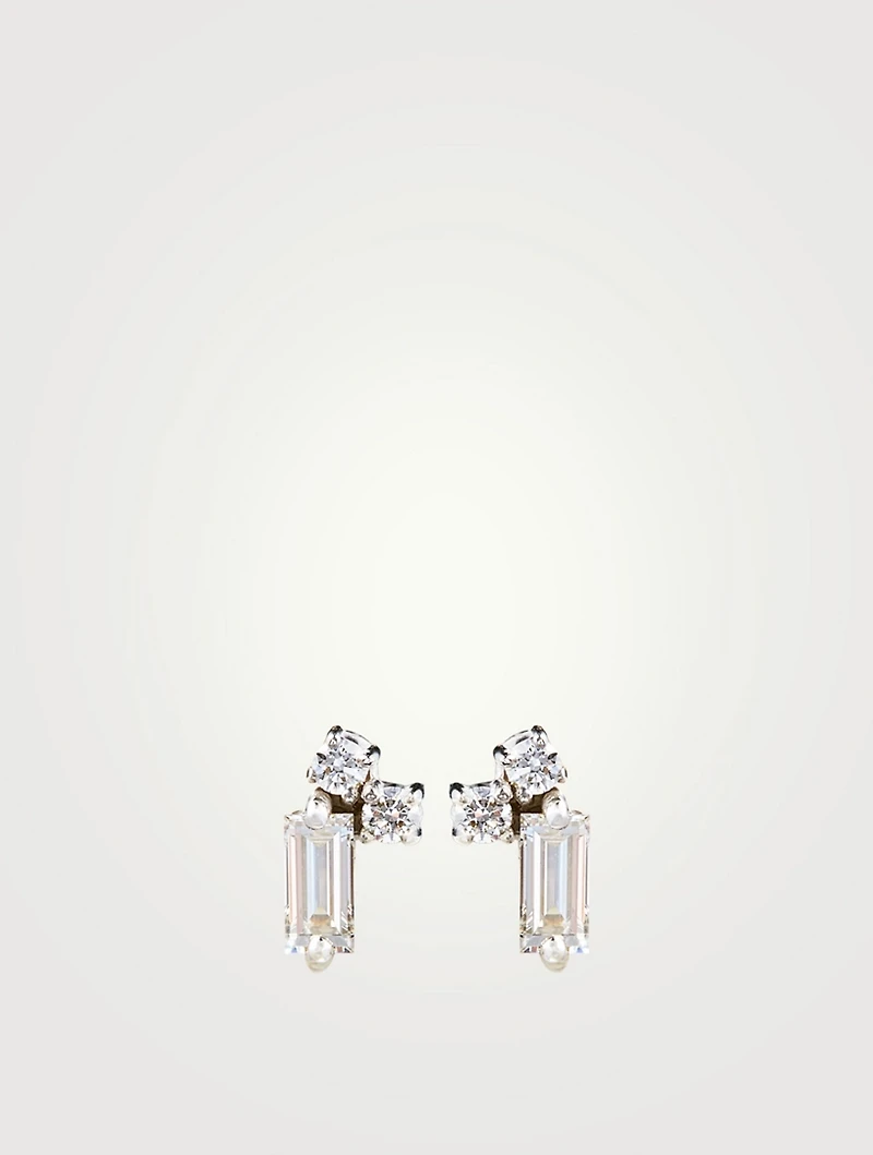 Fireworks 18K White Gold Stud Earrings With Diamonds