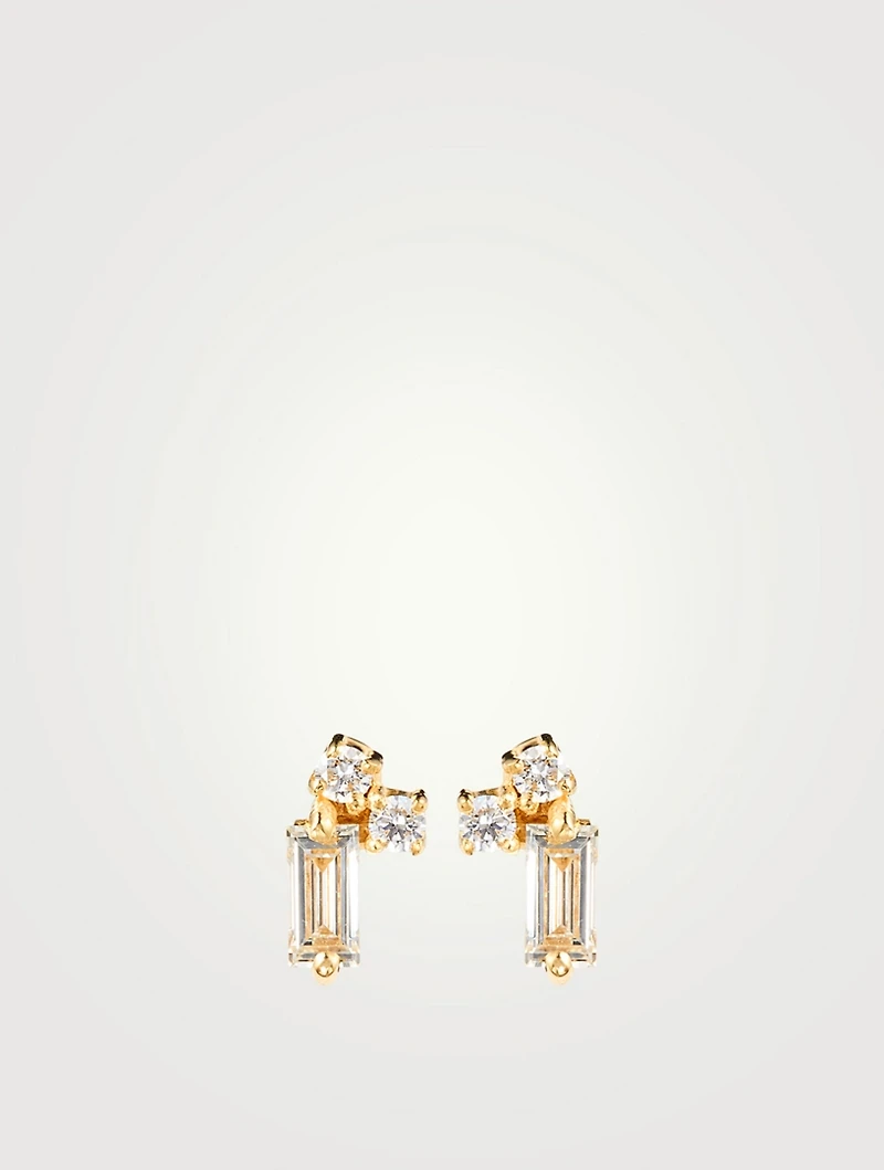 Fireworks 18K Gold Stud Earrings With Diamonds