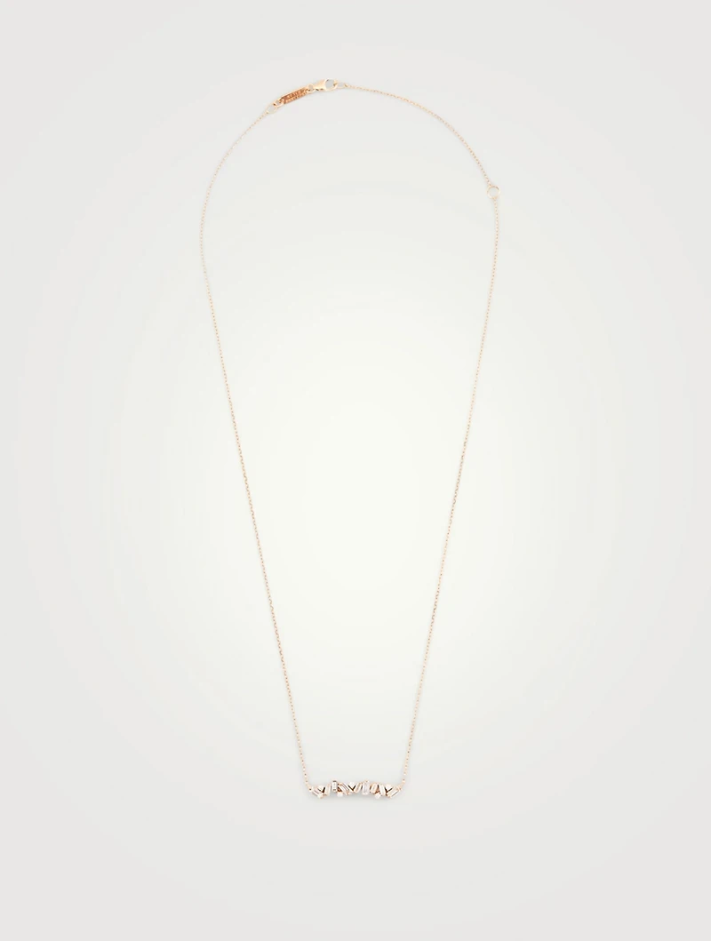 Fireworks 18K Rose Gold Bar Necklace With Diamonds