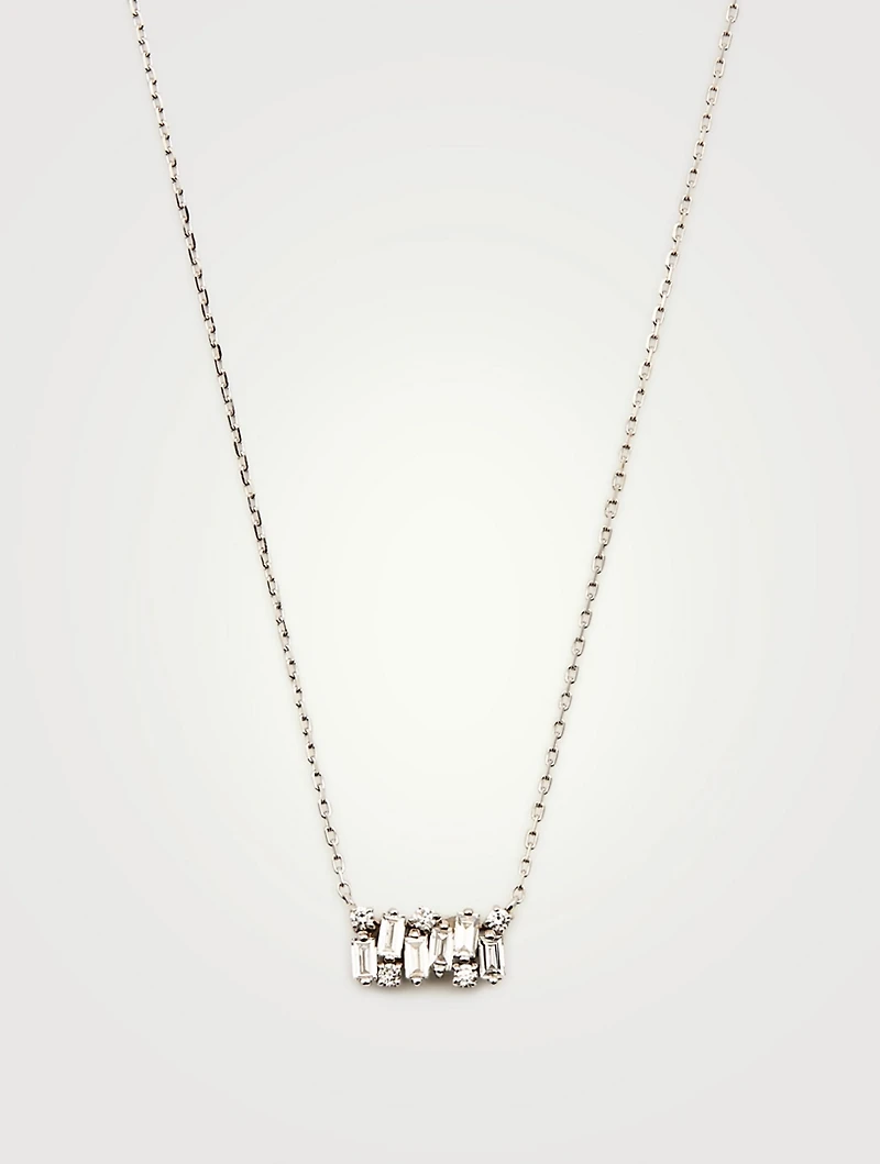 Fireworks 18K White Gold Shimmer Necklace With Diamonds