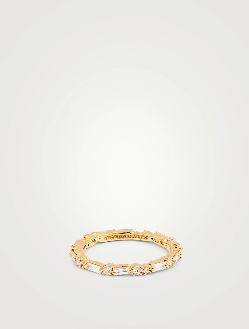 Fireworks 18K Gold Thin Mix Eternity Band With Diamonds
