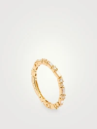 Fireworks 18K Gold Thin Mix Eternity Band With Diamonds