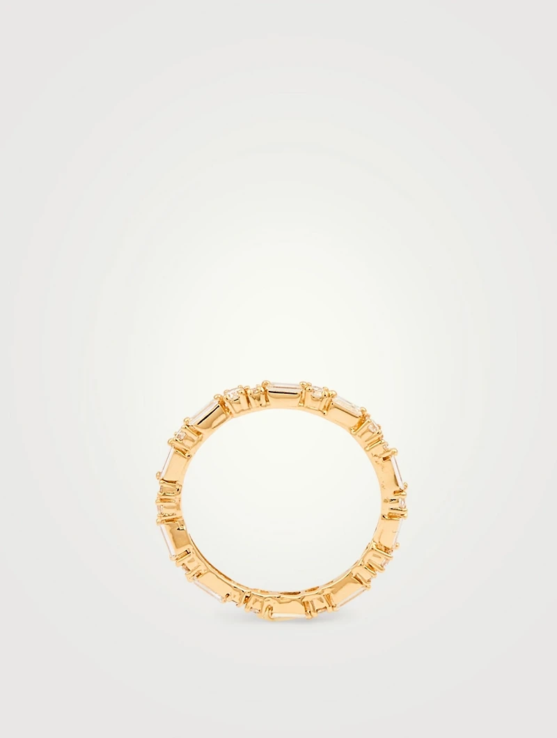 Fireworks 18K Gold Thin Mix Eternity Band With Diamonds