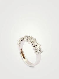 New Classic Fireworks 18K White Gold Half Eternity Band With Diamonds