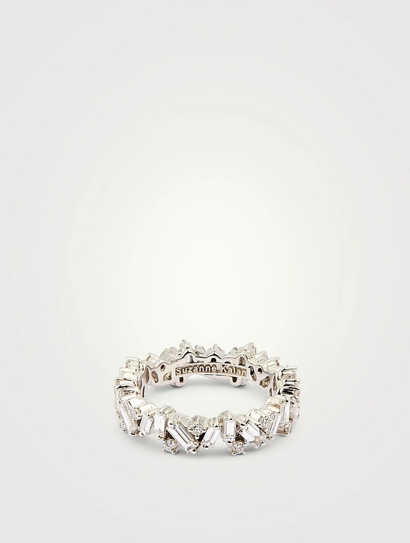 New Classic Fireworks 18K White Gold Mix Eternity Band With Diamonds