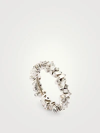 New Classic Fireworks 18K White Gold Mix Eternity Band With Diamonds