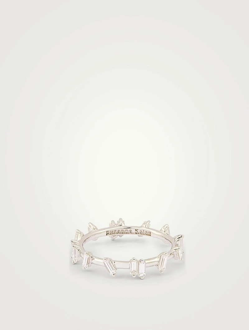 New Barbwire 18K White Gold Band With Diamonds
