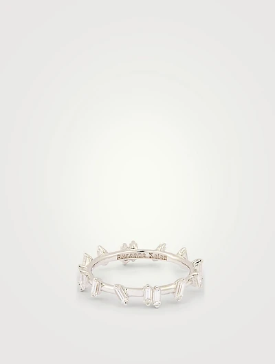 New Barbwire 18K White Gold Band With Diamonds