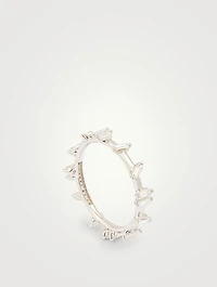 New Barbwire 18K White Gold Band With Diamonds