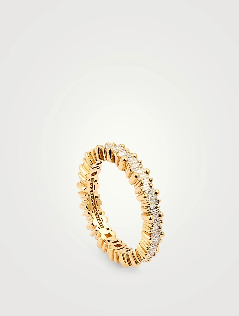 Fireworks 18K Gold Thin Eternity Band With Diamonds