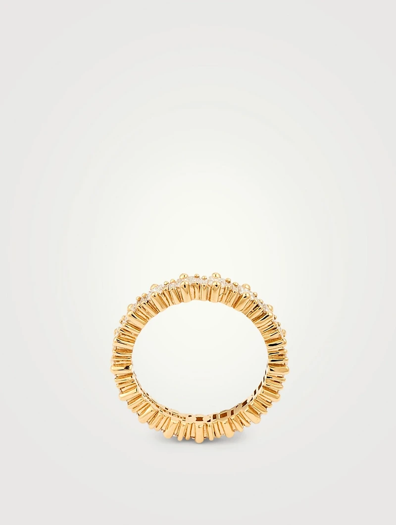 Fireworks 18K Gold Thin Eternity Band With Diamonds