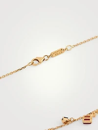 Rainbow Fireworks 18K Gold Dangling Cascade Necklace With Sapphire And Diamonds
