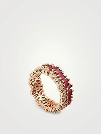 Fireworks 18K Rose Gold Eternity Band With Rubies And Diamonds