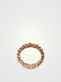 Fireworks 18K Rose Gold Thin Eternity Band With Ruby And Diamonds