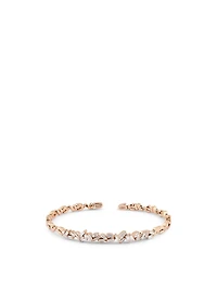 Classic Fireworks 18K Rose Gold Zig-Zag Bangle Cuff Bracelet With Diamonds