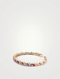 Rainbow Fireworks 18K Gold Frenzy Bangle Cuff Bracelet With Sapphire And Diamonds
