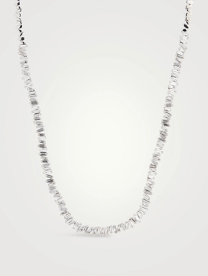 Fireworks 18K White Gold Tennis Necklace With Diamonds