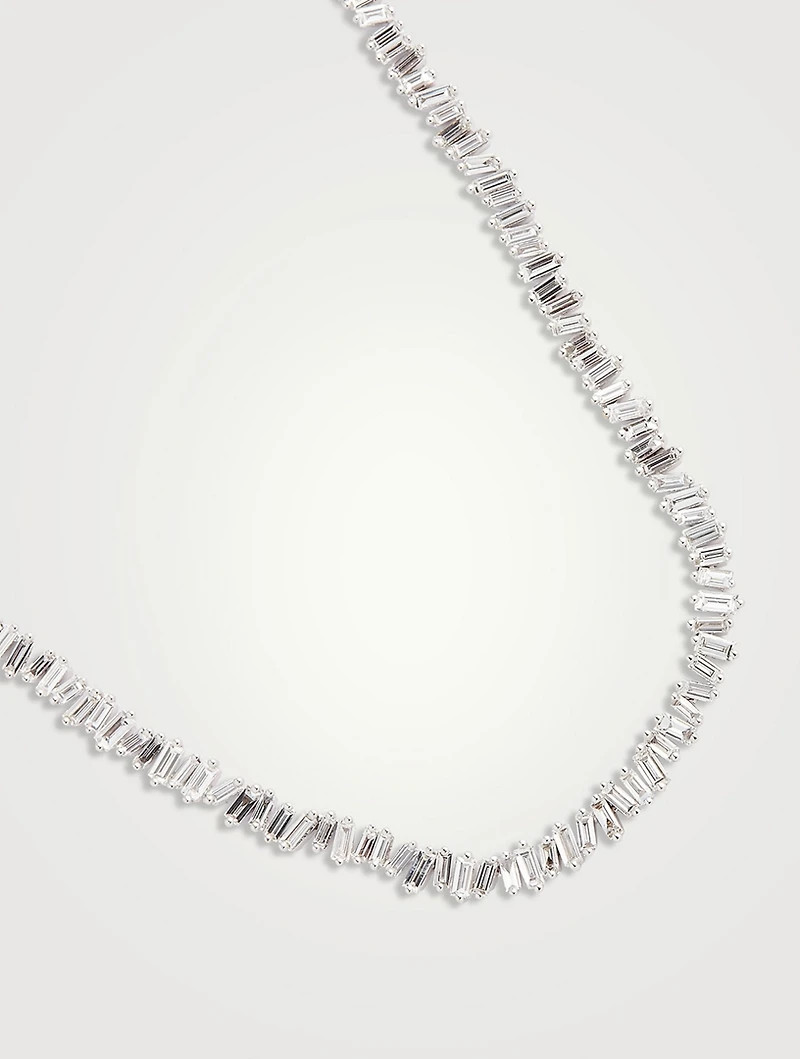 Fireworks 18K White Gold Tennis Necklace With Diamonds