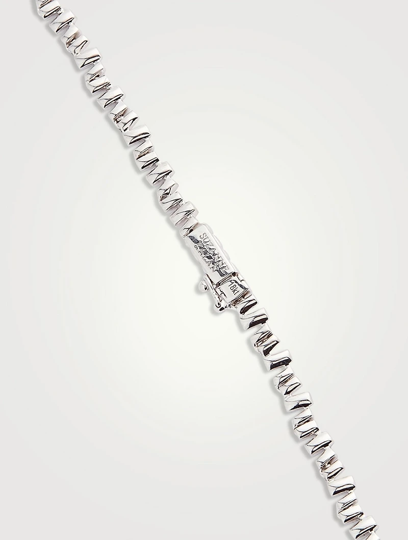 Fireworks 18K White Gold Tennis Necklace With Diamonds