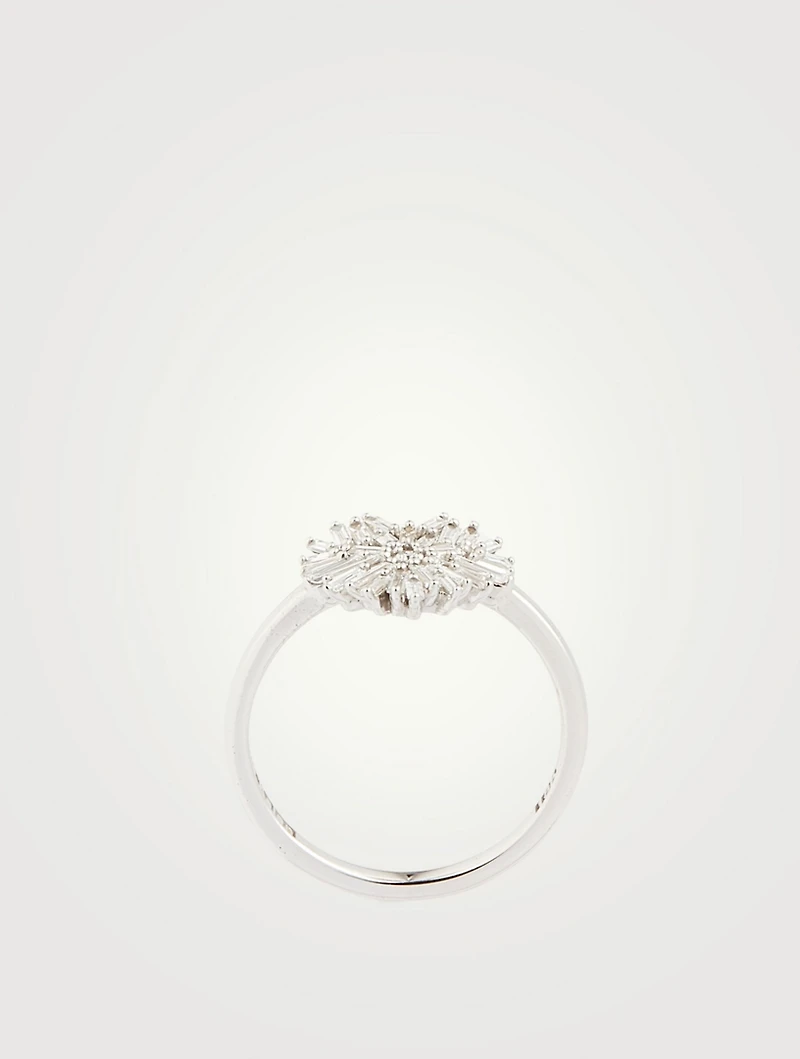 Mini Fireworks 18K White Gold Heart Ring With Diamonds