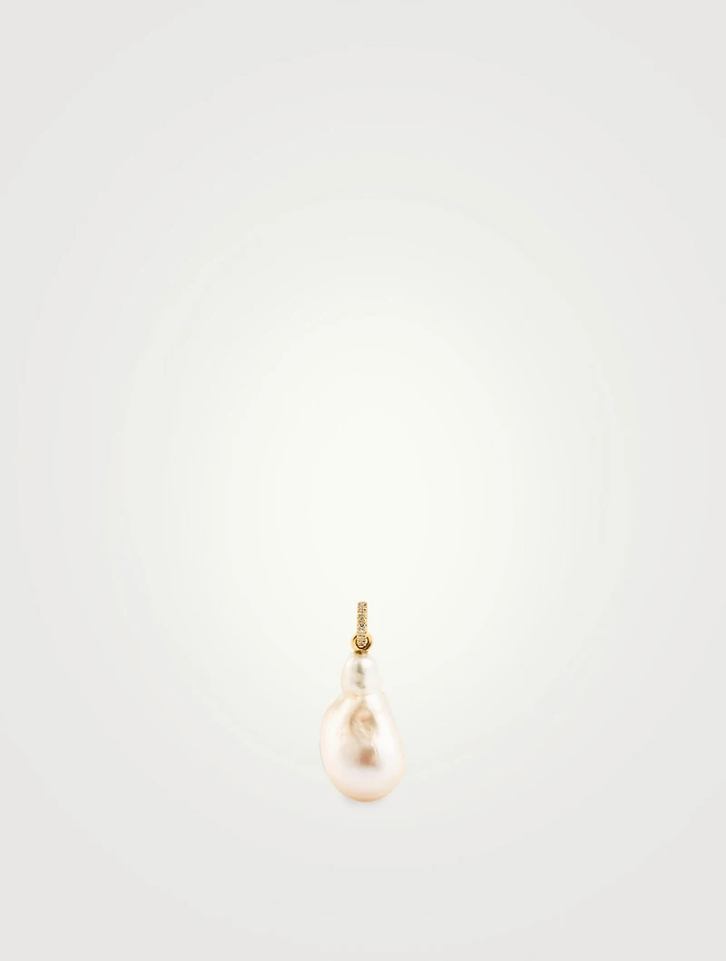Baroque Pearl 18K Gold Pave Pendant
