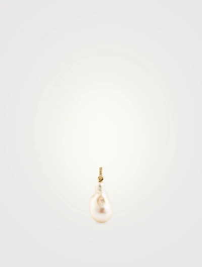 Baroque Pearl 18K Gold Pave Pendant