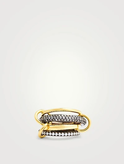 Vega Sterling Silver And 18K Gold Stacked Ring With Diamonds