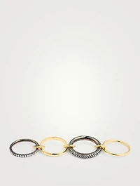 Vega Sterling Silver And 18K Gold Stacked Ring With Diamonds