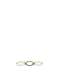 Libra Noir Sterling Silver And 18K Gold Stacked Ring With Diamonds