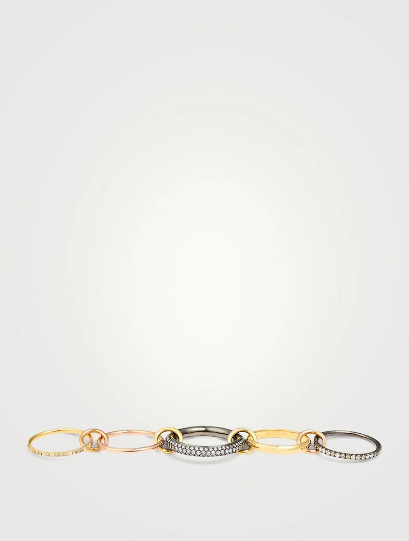 Leo Sterling Silver And 18K Gold Stacked Ring With Diamonds