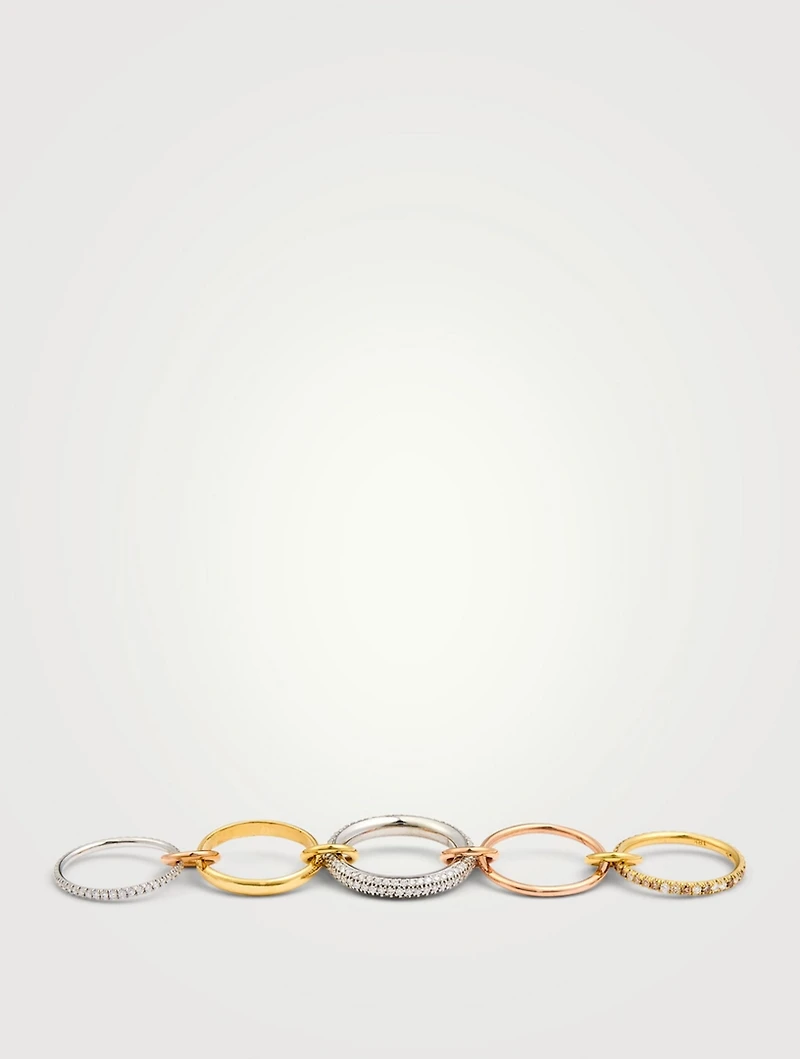 Leo Blanc 18K Gold Stacked Ring With Diamonds