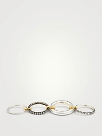 Cassini Sterling Silver And 18K Gold Stacked Ring With Diamonds
