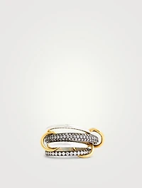 Vega SG Sterling Silver And 18K Gold Stacked Ring With Diamonds
