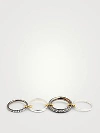 Vega SG Sterling Silver And 18K Gold Stacked Ring With Diamonds