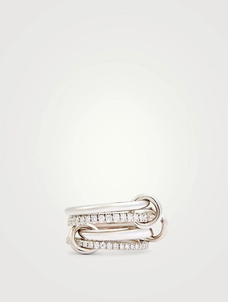 Polaris 18K White Gold Stacked Ring With Diamonds